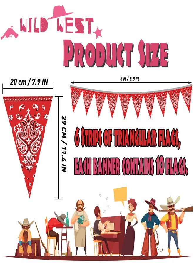 Hysilla 49ft Western Birthday Decorations Pennant Flag Banner Theme Triangle Flags Banner for Party - Image 2